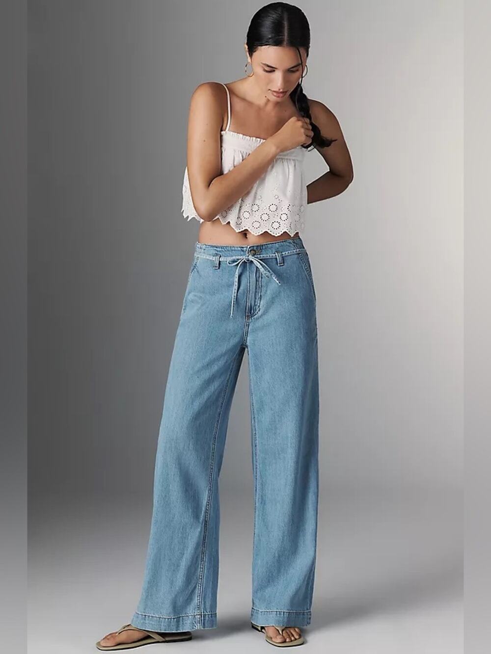 PAIGE Zoey High-Rise Wide-Leg Tie-Waist Jeans